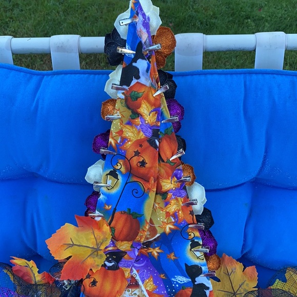 Custom By Me Halloween Witch Hat Wreath Cats Roses Brooms Autumn Leaves Spiders - Picture 8 of 15
